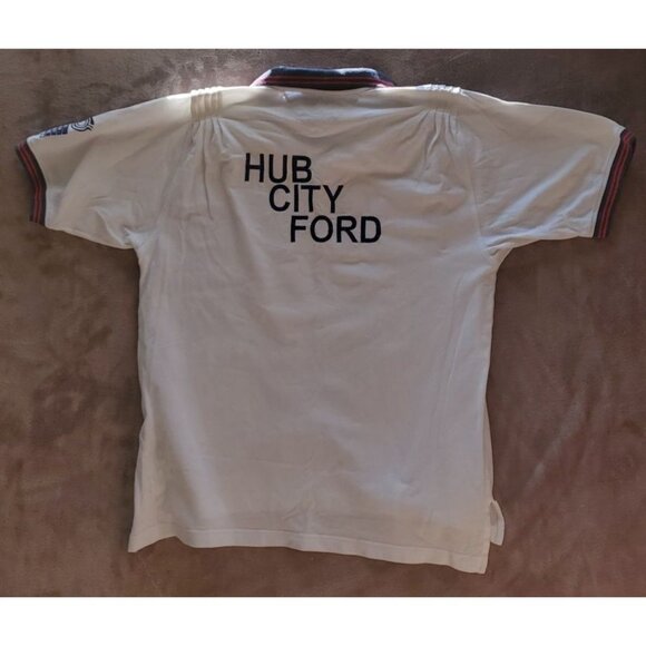 Tommy Hilfiger Polo Shirt Women XL QualityCare Auto Serv Hub City Ford UPCYCLED - Picture 2 of 8